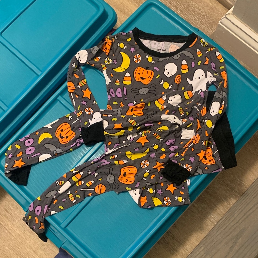 Little Sleepies Halloween Pajama Set - Gray and Orange